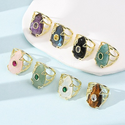 Natural Gemstone Cuff Rings GG-CBA5FCC-03G-1