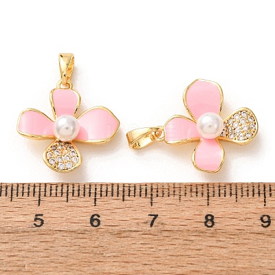 Brass Micro Pave Clear Cubic Zirconia Pendants KK-A304-25G-01-1