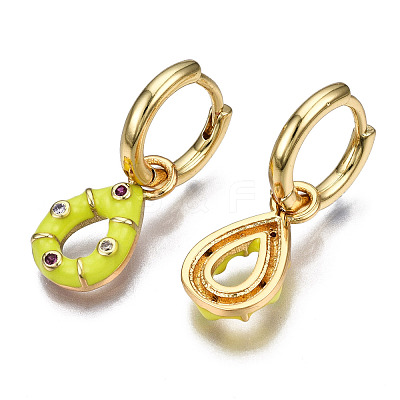 Brass Micro Pave Cubic Zirconia Huggie Hoop Earrings EJEW-T014-39G-NF-1
