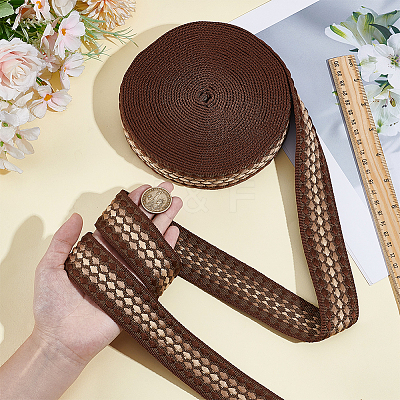 10 Yards Polyester Jacquard Ribbon OCOR-WH0101-187C-1