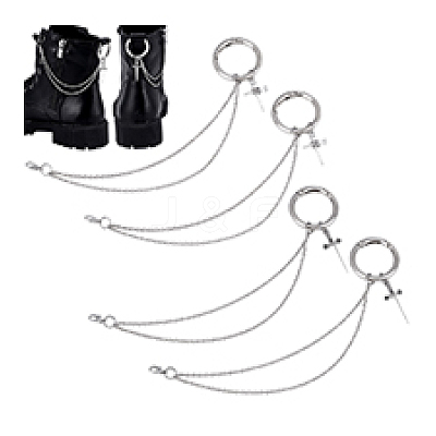 4Pcs 2 Styles Cross Iron Chain Boot Strap Chains HJEW-PH02024-1