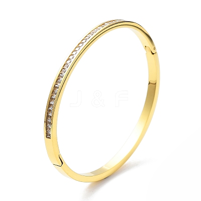 Ion Plating(IP) 304 Stainless Steel Hinged Bangle with Rhinestone BJEW-M309-03G-1