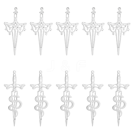 Unicraftale 12Pcs 2 Style 201 & 304 Stainless Steel Pendant STAS-UN0041-60-1