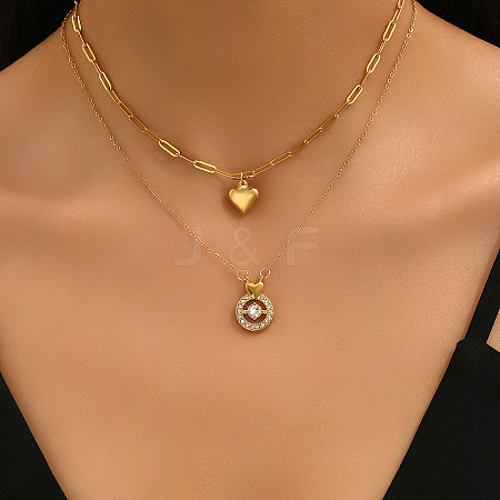 Fashionable Heart-shaped Zircon V-neck Collarbone Chain Necklace for Women FE3451-1