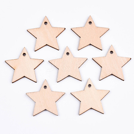 Undyed Natural Wooden Pendants WOOD-S058-025-1