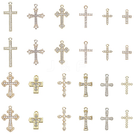 24Pcs 12 Styles Alloy Crystal Rhinestone Pendants FIND-SC0010-80-1