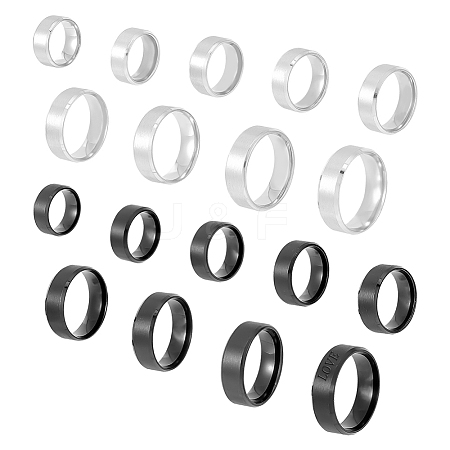 Unicraftale 18Pcs 18 Style 201 Stainless Steel Plain Band Ring for Women RJEW-UN0002-49-1