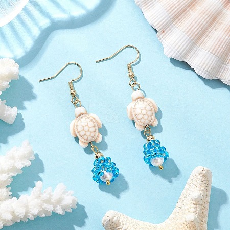 Shell Glass Dangle Earrings EJEW-MZ00424-01-1