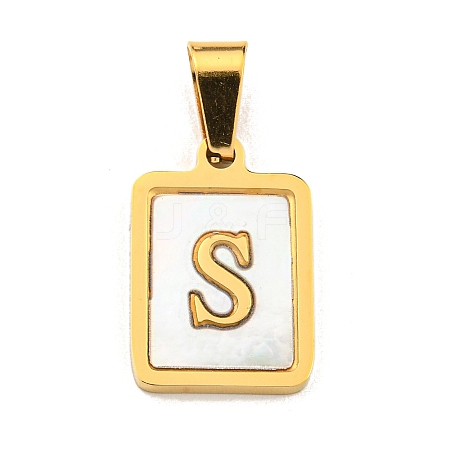PVD Vacuum Plating 304 Stainless Steel Pave Natural White Shell Pendants LS-STAS-S130-03G-S-1