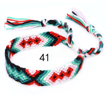 Cotton Braided Rhombus Pattern Cord Bracelet FIND-PW0013-003A-41-1