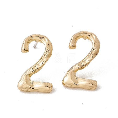 Brass Number Stud Earrings with 925 Sterling Silver Pins for Women LS-EJEW-A077-01B-1