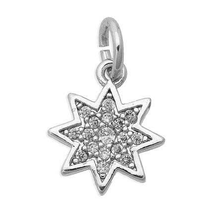 Brass Micro Pave Clear Cubic Zirconia Charms KK-T030-LA844-1X3-1