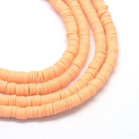 Flat Round Eco-Friendly Handmade Polymer Clay Bead Spacers X-CLAY-R067-4.0mm-13-1