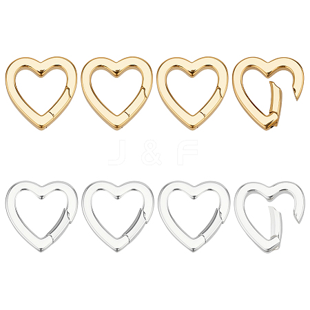 8Pcs 2 Colors Brass Spring Gate Rings KK-PH0013-93-1