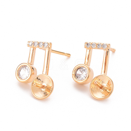 Brass Micro Pave Clear Cubic Zirconia Earring Findings KK-T062-230G-NF-1