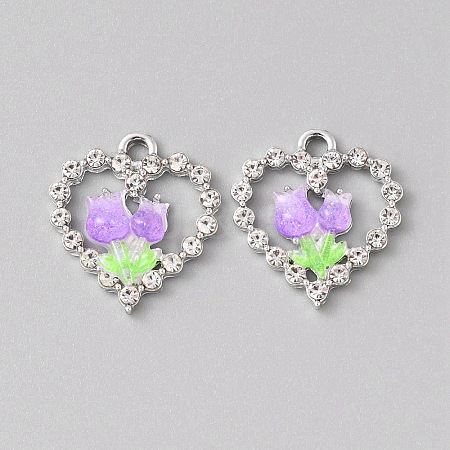 Platinum Alloy Rhinestone Pendants FIND-TAC0008-69P-10-1