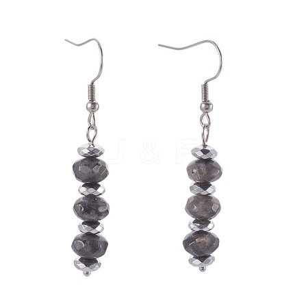 Natural Labradorite Dangle Earrings X-EJEW-JE02865-01-1