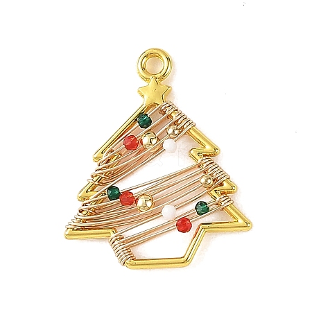 Christmas Zinc Alloy & Glass Beads Pendants PALLOY-TA00441-1