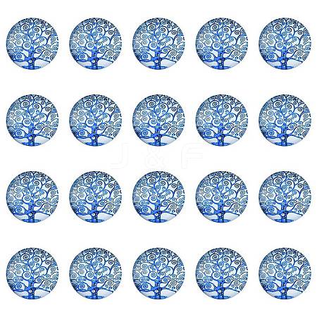 Half Round/Dome Tree Pattern Glass Flatback Cabochons for DIY Projects GGLA-YW0001-14L-1