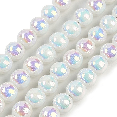 Baking Painted Electroplate Glass Beads Strands GLAA-G120-01A-1