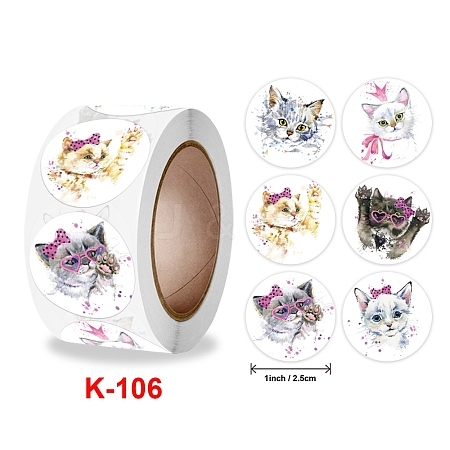 Round Paper Cute Pet Cartoon Sticker Rolls PW-WG33403-02-1