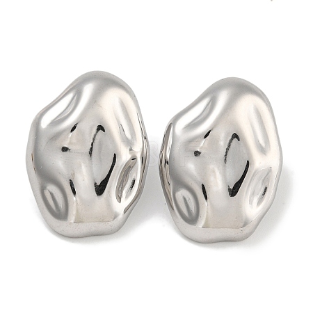 304 Stainless Steel Oval Stud Earrings for Women EJEW-U022-04P-1