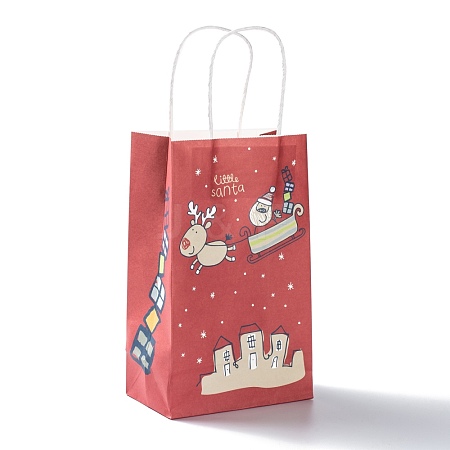 Christmas Theme Kraft Paper Gift Bags CARB-L009-A09-1