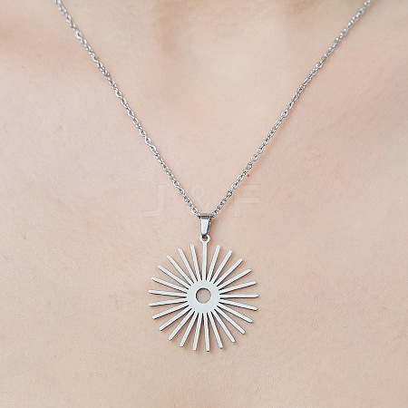 Non-Tarnish 201 Stainless Steel Sun Pendant Necklace NJEW-OY002-11-1