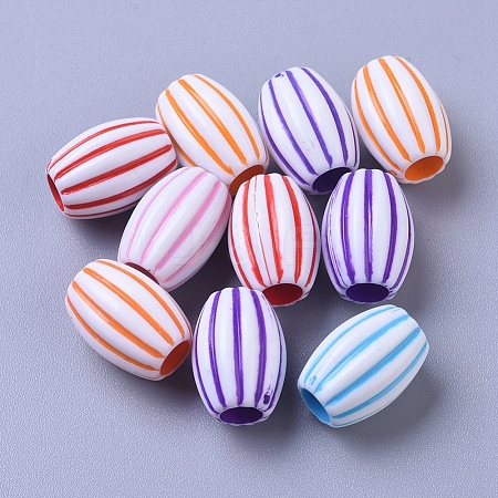 Plastic Striped Beads OPDL-TAC0001-02-1