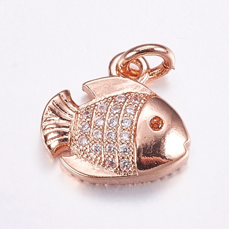 Brass Micro Pave Cubic Zirconia Charms ZIRC-G125-78RG-1