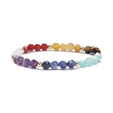 Chakra Theme Natural Stone Beads Stretch Bracelets for Girl Women BJEW-JB07244-1