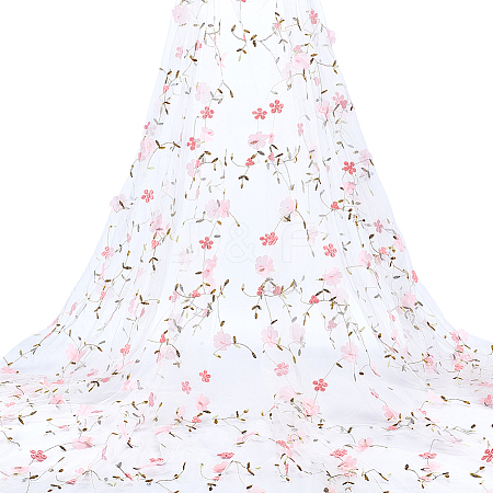 6 Yards Flower Pattern Milk Fiber Mesh Fabric DIY-NB0014-82A-1