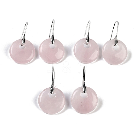 Natural Rose Quartz Dangle Earrings EJEW-C119-01P-05-1