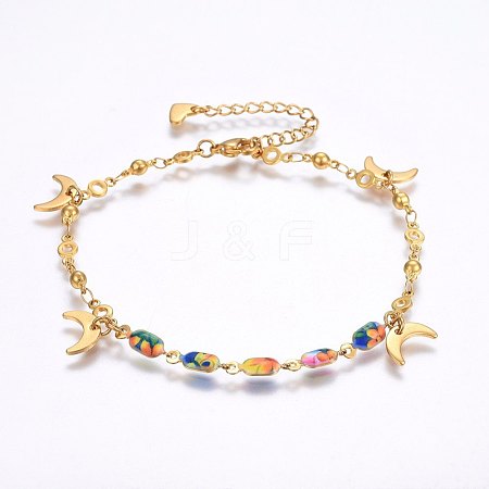 304 Stainless Steel Charm Bracelets STAS-O099-11G-1