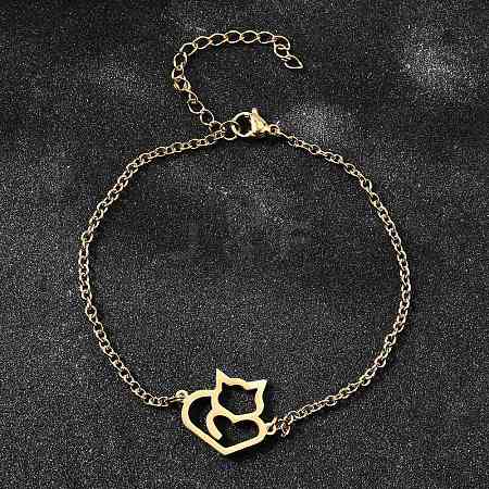 201 Stainless Steel Fox Link Bracelets BJEW-B128-05G-1