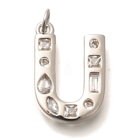 Brass Micro Pave Clear Cubic Zirconia Pendants KK-G521-01P-U-1