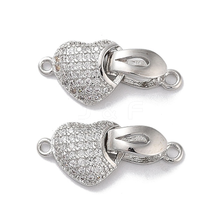 Brass Micro Pave Cubic Zirconia Fold Over Clasps KK-E107-02P-1