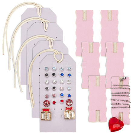 Imitation Leather Earring & Necklace Anti-Winding Display Cards EDIS-OC0001-06-1