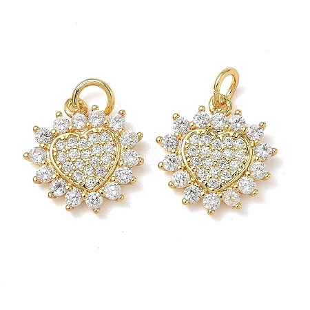 Brass Micro Pave Clear Cubic Zirconia Charms KK-L253-20G-02-1