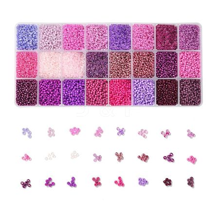 Purple Series 600G 24 Colors Glass Seed Beads SEED-JP0008-06-2mm-1