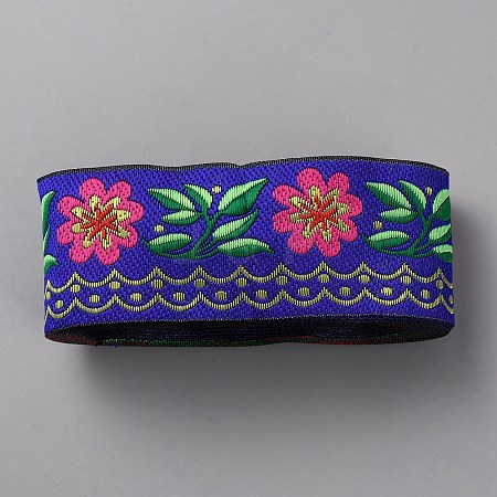 Ethnic Style Polyester Embroidery Flower Ribbon OCOR-WH0093-37D-1