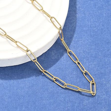 304 Stainless Steel Paperclip Chain Necklace NJEW-M183-04G-1