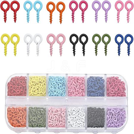 CHGCRAFT 1200 12 Colors Stoving Varnish Iron Screw Eye Pin Peg Bails FIND-CA0006-09-1