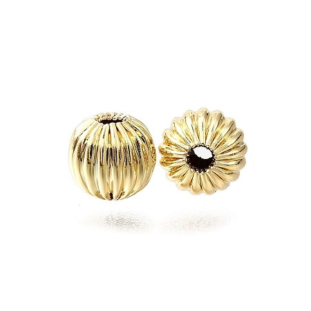 Brass Corrugated Beads KK-V011-01B-G-1