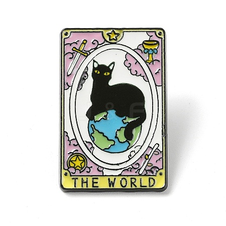 The World Tarot Card with Cat Enamel Pins JEWB-G027-01C-1
