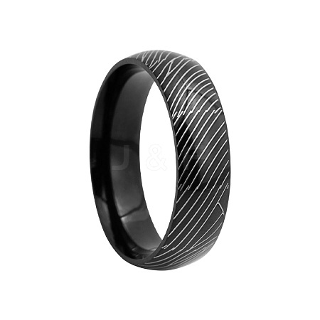 Stripe Pattern 201 Stainless Steel Finger Rings FS-WG7658E-20-1