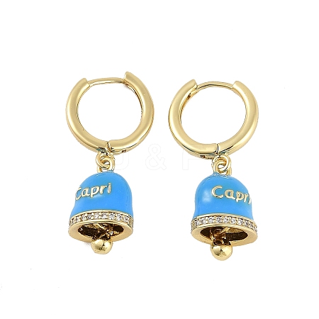 Bell Brass & Enamel Hoop Earrings for Women EJEW-U015-25G-F-1