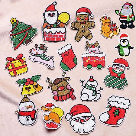 Christmas Theme Computerized Embroidery Cloth Self Adhesive Patches XMAS-PW0001-095T-1