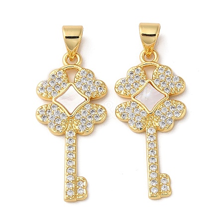 Brass Micro Pave Cubic Zirconia Pendants KK-D057-15G-1
