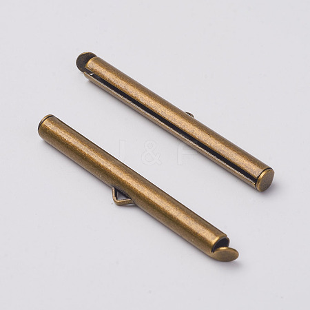 Brass Slide On End Clasp Tubes KK-P031-11AB-1